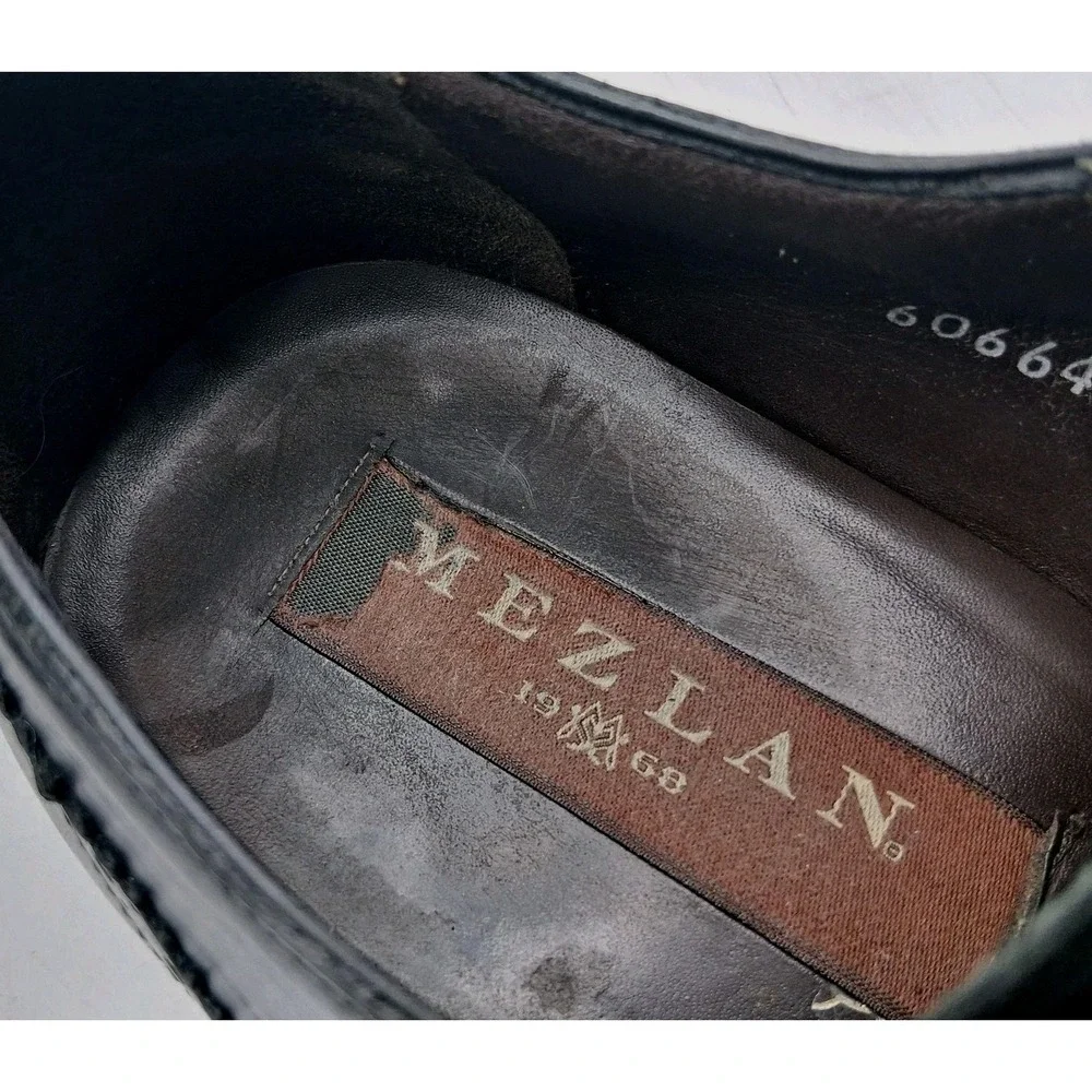 Mezlan Shoes Mens Size 10 Black Leather Double Monk Strap Dress Square Toe 15446